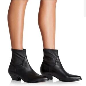 Tamara Mellon GO WEST Black Napa Leather Western Ankle Bootie Size 36 Classic